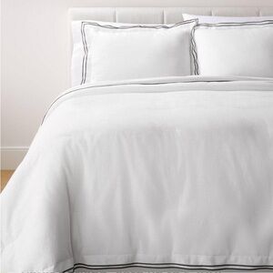 Studio McGee White Duvet Cover with Black Trim